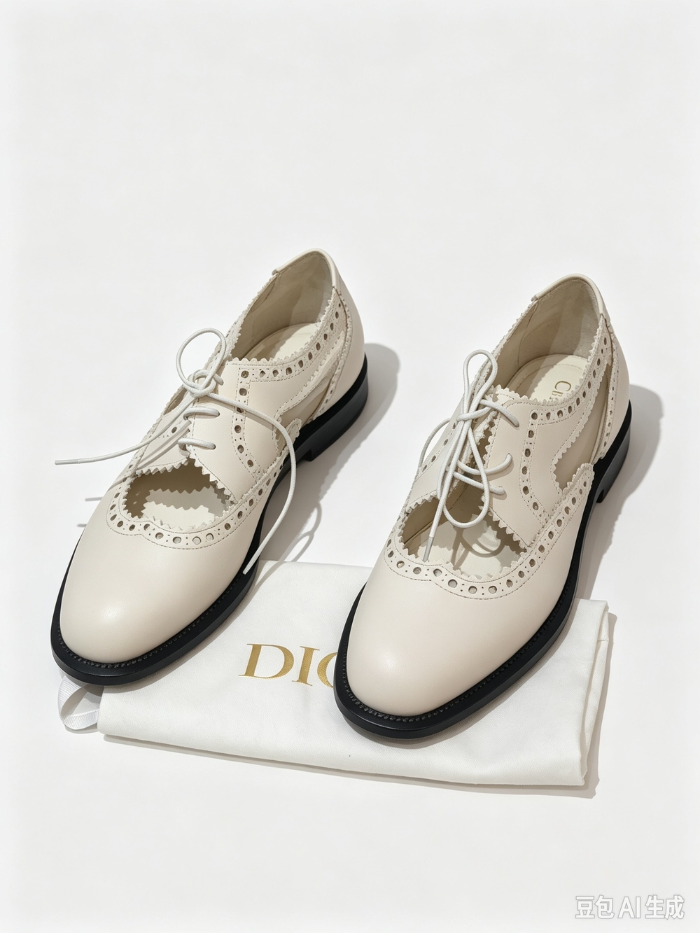 Dior Teddy D Cream Brogue Lace-Up Oxfords